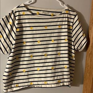 Madewell striped shirt w embroidered yellow suns